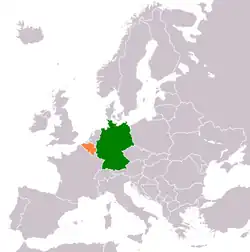 Lage von Deutschland und Belgien