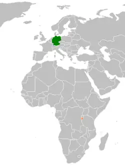 Lage von Deutschland und Burundi