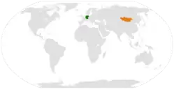 Lage von Deutschland und Mongolei