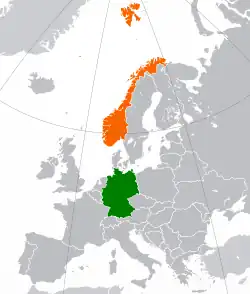 Lage von Deutschland und Norwegen