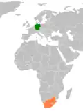 Lage von Deutschland und Südafrika