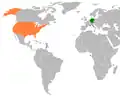 Lage von Deutschland und den Vereinigten Staaten