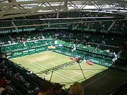Innenansicht des Stadions während der Gerry Weber Open am 13. Juni 2009.