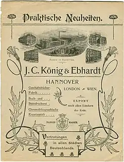 Firmengebäude um 1895 in Hannover, Wien und London