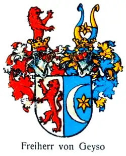 Wappen der Freiherren von Geyso von Adolf Matthias Hildebrandt