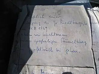 Gipfelbuch der Großen Riedlkarspitze
