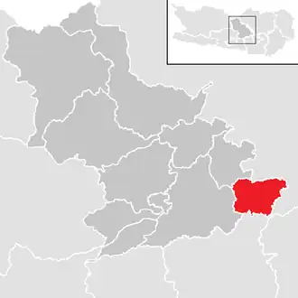 Lage der Gemeinde Glanegg im Bezirk Feldkirchen (anklickbare Karte)