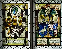 Glasfenster für Graf Christoph von Ortenburg und seine Gemahlinnen Anna Holub zu Mattighofen und Neudeck und Anna Freiin von Firmian aus dem Jahre 1574