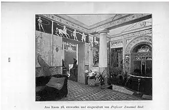 1899 – Glaspalast München, Raum 28, entworfen und eingerichtet von Emanuel Seidl