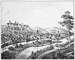 Glatz um 1500 Franziskanerkirche eintürmig