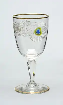 Glaspokal, geätztes Pfauenfeder-Dekor (um&nbsp;1905)