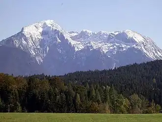 von links nach rechts Hoher Göll, Archenköpfe, Brettriedel, Hohes Brett