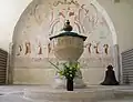 Taufbecken von Sighraf in der Kirche von Lau