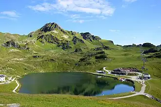 Seekarspitze von Süden mit Grünwaldsee und Hochalm