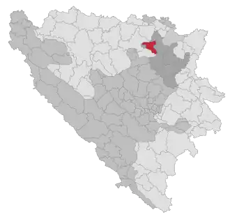 Lage der Gemeinde Gračanica (Doboj) in Bosnien und Herzegowina (anklickbare Karte)