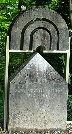 Grabstein von Ruth Kruysse-Morof (1942–1992) Malerin. Friedhof St. Katharinen, Solothurn