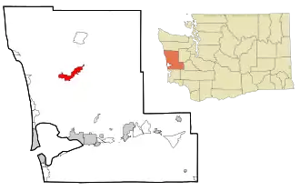 Lage von Humptulips im Grays Harbor County (links) und in Washington (rechts)