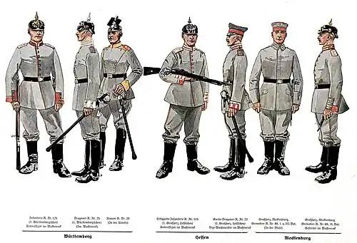 Uniformen des Grenadier-Regiments Nr. 89 im Jahr 1915/16.