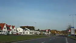 Die Hauptstraße Flensborgvej kurz nach dem Grenzübergang