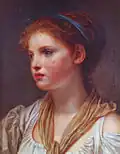 Jean-Baptiste Greuze: Mädchen mit blauem Haarband 18. Jahrhundert