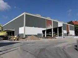 Frontansicht der Halle während des Umbaus für das Jüdische Museum Berlin (August 2011)