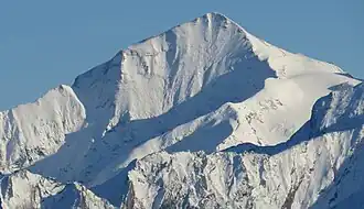 Großes Wiesbachhorn von Nordwesten mit Normalweg vom Heinrich-Schwaiger-Haus (Mitte rechts via Oberer Fochezkopf und Kaindlgrat)