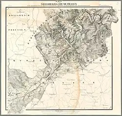 Übersichtskarte: Gut zu erkennen, die noch fehlende Ortsumgehung (heute B 253).