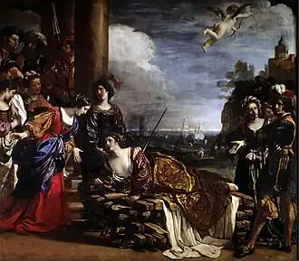 Selbstmord der Dido, 1631, Öl auf Leinwand, 287 × 335&nbsp;cm, Galleria Spada, Rom