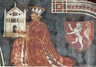 Der Mäzen Guglielmo von Castelbarco, genannt „der Große“; Fresko in der Kirche San Fermo Maggiore in Verona