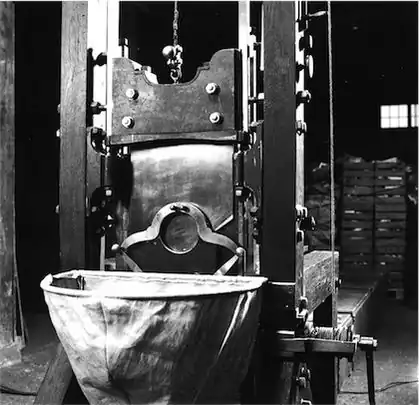 Position des Fallbeils in der Lünette