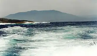 Der Mount Gulaga im Hintergrund, von Montague Island aus gesehen