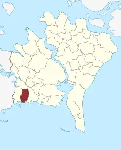 Lage des Øster Ulslev Sogn in der Guldborgsund Kommune