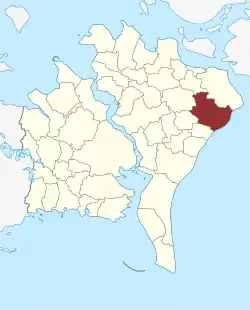 Lage des Horbelev Sogn in der Guldborgsund Kommune