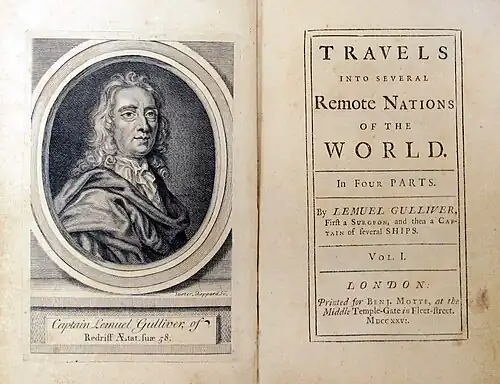 Titelseite der Erstausgabe von Gullivers Reisen (1726)