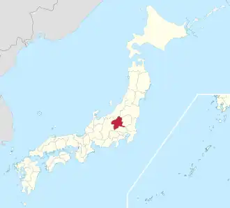 Lage der Präfektur Gunma in Japan