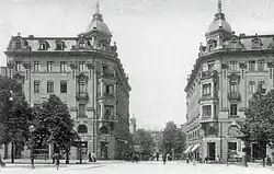 Die neuen Eckhäuser nach der Öffnung der Dorotheenstraße zum Ring