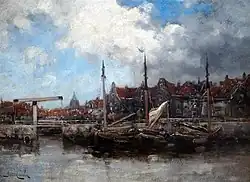 Hafenansicht, signiert „J. van Couver“