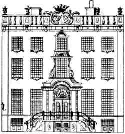 Lieve Geelvincks Stadthaus in der Amsterdamer Herengracht, gemalt von Caspar Philips in seinem im Jahre 1770 geschaffenen Grachtenboek