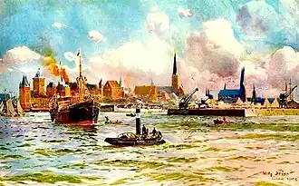 Der Hafen von Lübeck um 1909