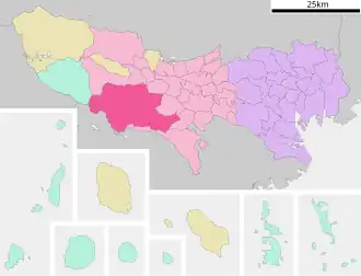 Lage Hachiōjis in der Präfektur