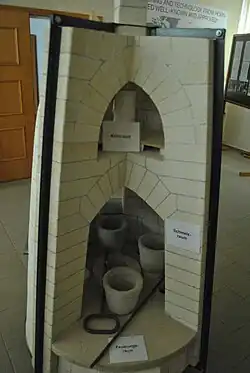 Modell eines Glasofens.