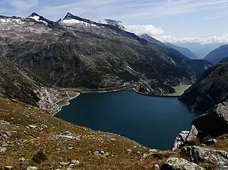 Großer Hafner von Westen (Arlhöhe) mit Kölnbreinspeicher