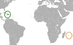 Lage von Haiti und Mauritius