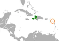 Lage von Haiti und St. Kitts und Nevis