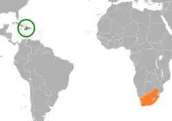 Lage von Haiti und Südafrika