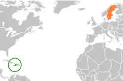 Lage von Haiti und Schweden