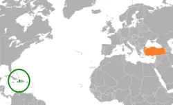 Lage von Haiti und Türkei