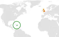 Lage von Haiti und Vereinigtes Königreich