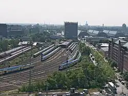 Ehemaliges Gleisvorfeld des Bahnhofs im heutigen Zustand, Blickrichtung Großmarkt (Südosten)