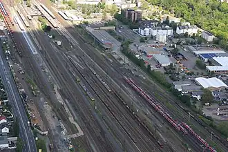 Luftaufnahme des Bahnhofs